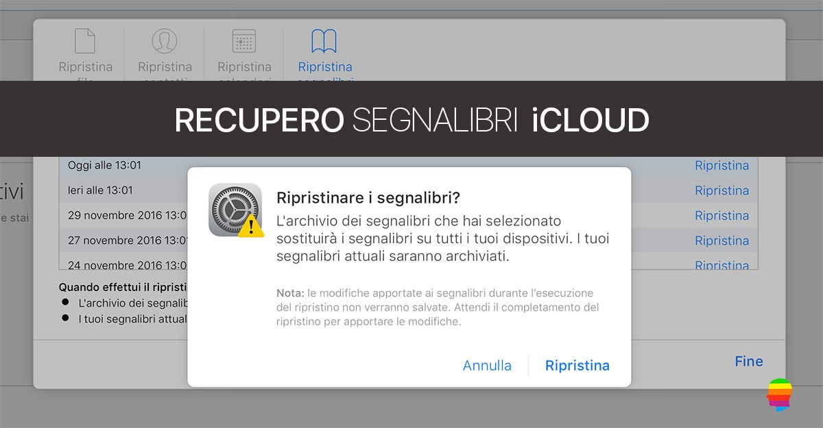 Recuperare Segnalibri, preferiti iCloud di Safari