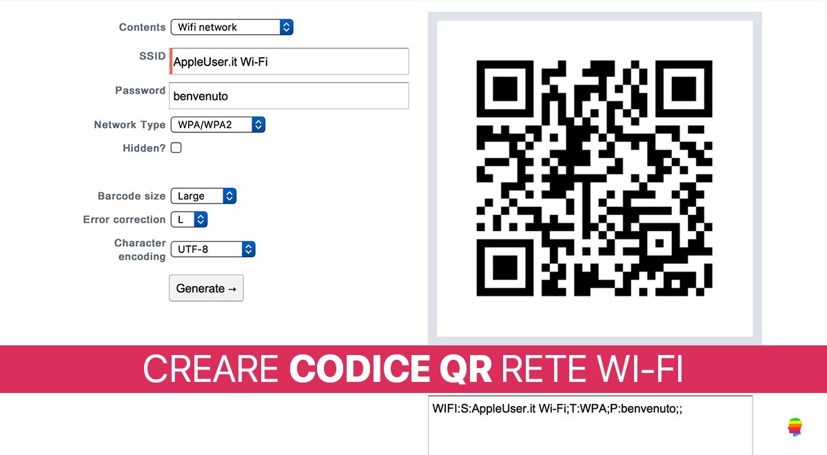 iOS 11, Creare codice QR per accesso rete Wi-Fi da iPhone e iPad