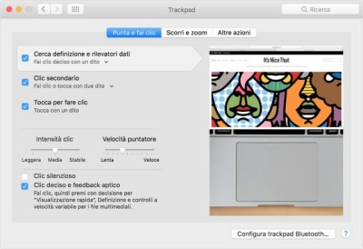 Modificare le impostazioni del Trackpad Force Touch del MacBook su OS X