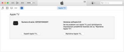 Ripristino Apple TV con iTunes su Mac o PC