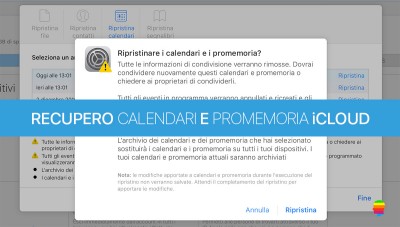 Ripristinare calendario e Promemoria iCloud su mac OS, iPhone e iPad